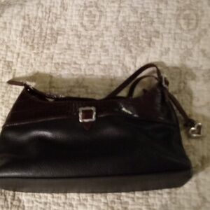 Brighton brown croc Rim Black leather purse with two handles